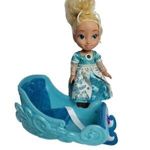 Disney Frozen Elsa 13" Doll Sings Light-Up Dress Snow Glow Blue Sleigh  Playset